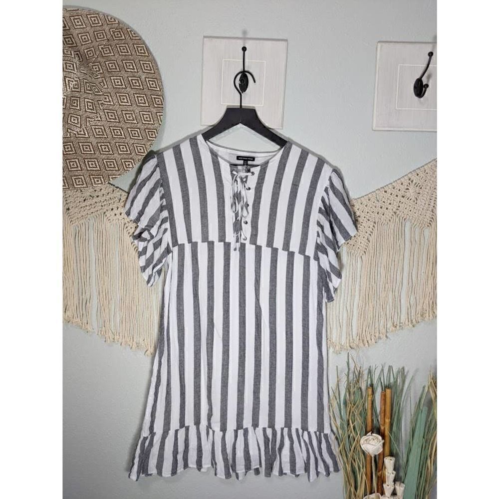 Who What Wear Grey & White Stripe Dress